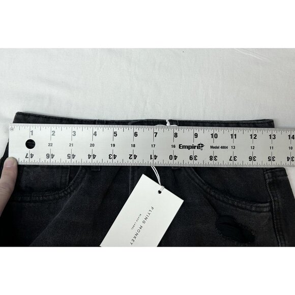 Flying Monkey Black Label Jeans Womens 25 Black Distressed Super High Rise Crop - Picture 8 of 16